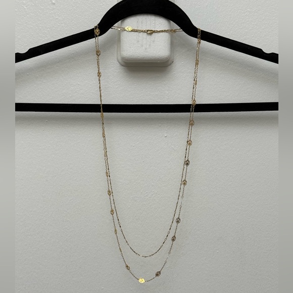 Gold-Tone Double Strand Long Necklace - Picture 3 of 7